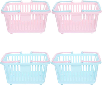 4 Pieces Mini Shopping Basket Toys - Plastic with Handle - For Children Pretend Play.