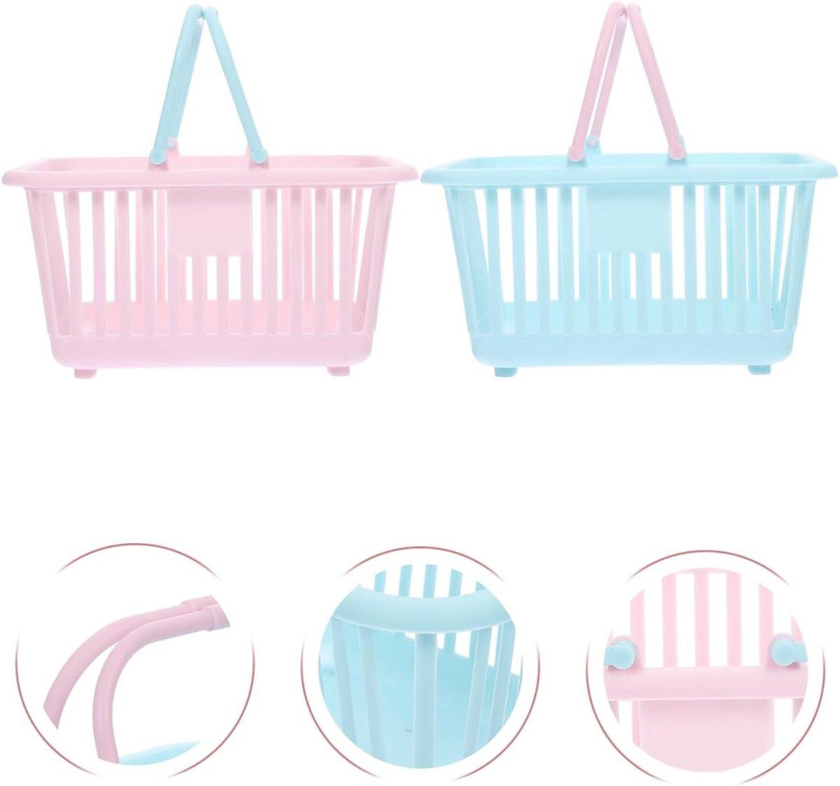 4 Pieces Mini Shopping Basket Toys - Plastic with Handle - For Children Pretend Play.