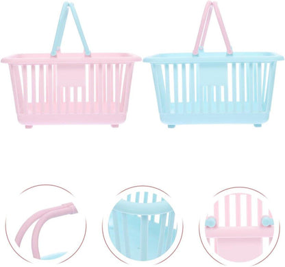 4 Pieces Mini Shopping Basket Toys - Plastic with Handle - For Children Pretend Play.
