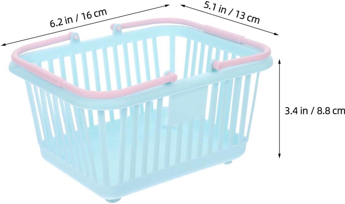4 Pieces Mini Shopping Basket Toys - Plastic with Handle - For Children Pretend Play.