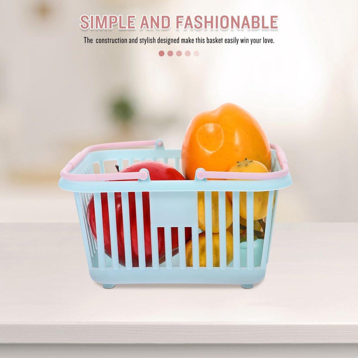 4 Pieces Mini Shopping Basket Toys - Plastic with Handle - For Children Pretend Play.