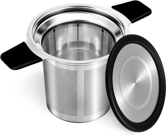 Stainless steel tea infuser - Fine strainer - Heat-resistant handle - For loose tea in teapots and mugs.