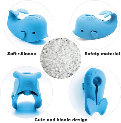 Bath Faucet Cover - Soft silicone safety protector for children, toddlers, and babies - Cute whale design, nice bath gift for children - blue.