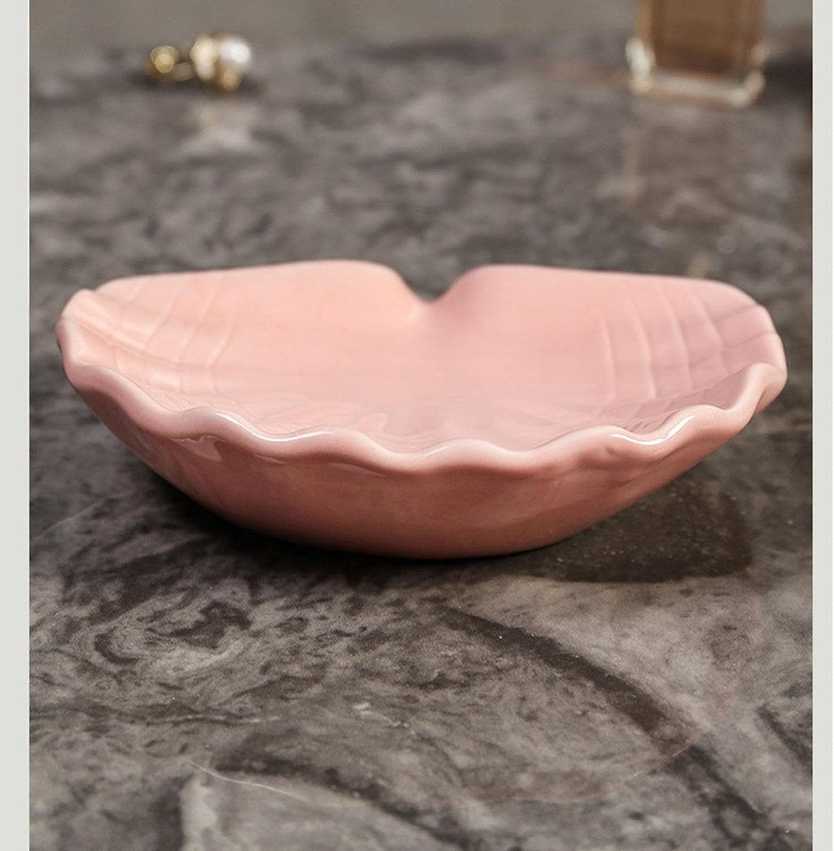 Ceramic Soap Holder - Sea-Shell Soap Tray with Self-Draining - Soap Holder - Soap Box - Small Soap Dish - 1 Piece White