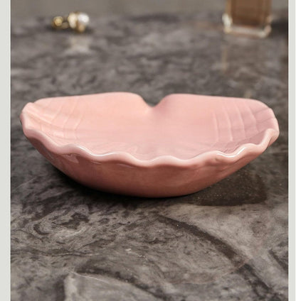 Ceramic Soap Holder - Sea-Shell Soap Tray with Self-Draining - Soap Holder - Soap Box - Small Soap Dish - 1 Piece White