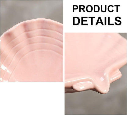 Ceramic Soap Holder - Sea-Shell Soap Tray with Self-Draining - Soap Holder - Soap Box - Small Soap Dish - 1 Piece White