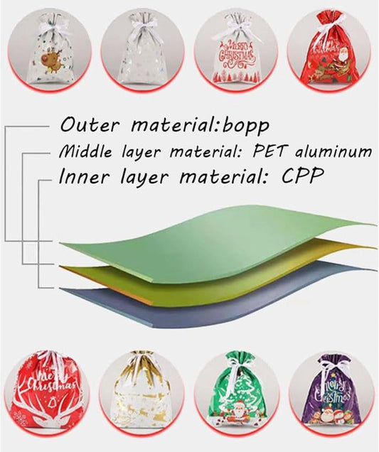 30 Pieces Christmas Bags - Christmas Gift Pouches - Christmas Gift Bags with Drawstring - 2026 New Foil Gift Bags - Holiday Gift Package with Drawstring, Decorative Gift - For the Holidays
