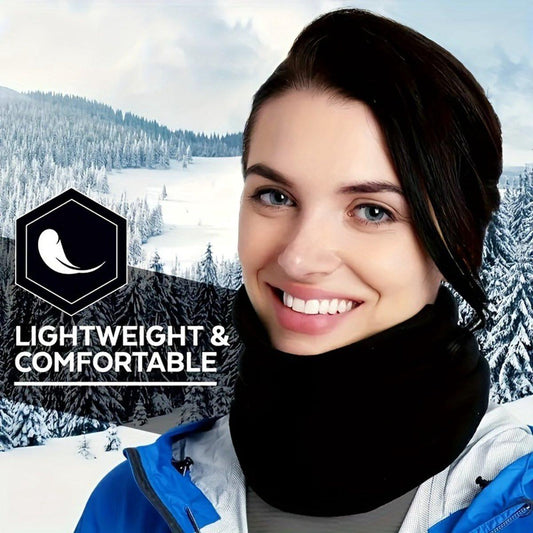 Multifunctional tubular scarf (black) - lined with warm fleece, can be used as a neck warmer or face mask - windproof and warm scarf - suitable for winter sports such as skiing, snowboarding, cycling, hiking, and ice skating.