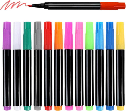 12-Color Highlighters - For Colored LED Notice Boards - Fluorescent Ink Design - Erasable Markers For LED Writing Boards - The Best Gift For Children.