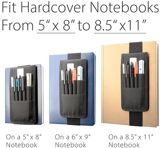 Adjustable pen holder - Velcro, 3 elastic bands - For hardcover diaries & planners
