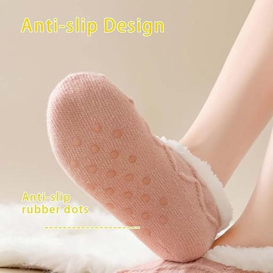 Women's Slipper Socks - Winter Warmth - Fluffy Sherpa lining - Ultra-comfortable for bare feet - One size (Washable)