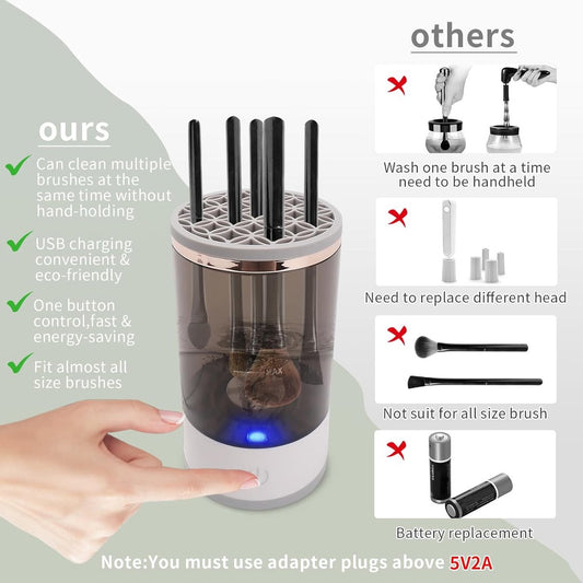 Electric makeup brush cleaner - A special device for thoroughly cleaning all types of brushes - Multifunctional beauty brush cleaner - A device for disinfecting and cleaning makeup brushes