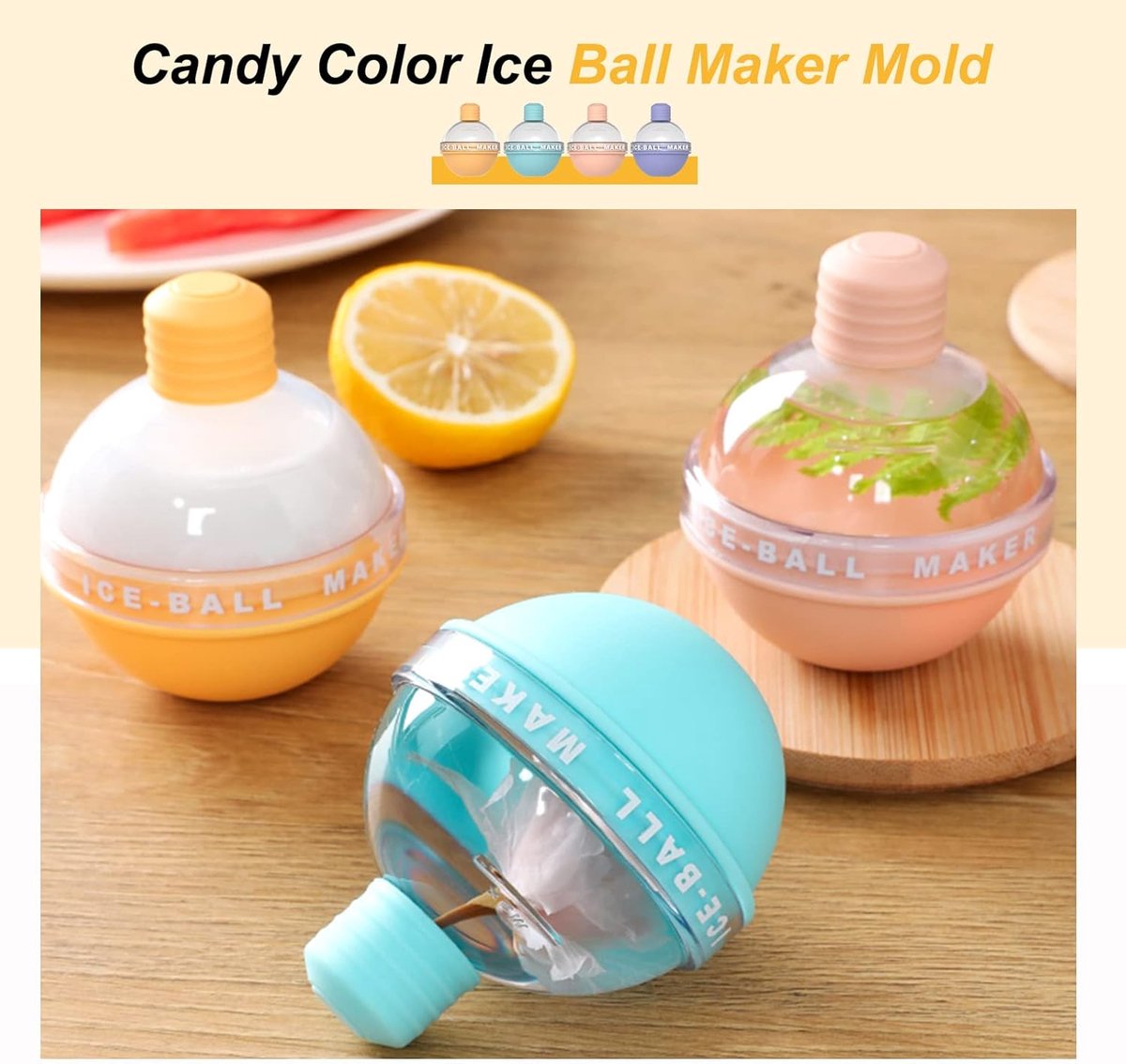 Silicone Ice Cream Ball Mold 4-Piece – Food Safe, for Whiskey