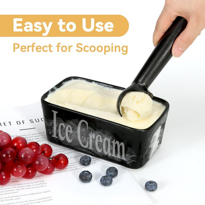 Ice Cream Scoop-Ice Cream Spoon - 17.8 cm - Kitchen Utensils-Frost-Resistant - Aluminum - Sturdy and durable - Easy to clean - Suitable for Italian ice cream, cookie dough, sorbet, almond ice cream (Black)