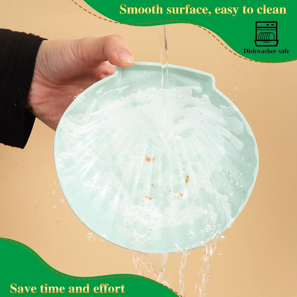 shell-shaped dessert plates - reusable 15 cm plastic plates - for appetizers, wedding cakes, and salads - ideal for travel, picnics, and parties (pink)