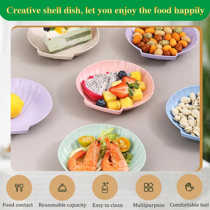 shell-shaped dessert plates - reusable 15 cm plastic plates - for appetizers, wedding cakes, and salads - ideal for travel, picnics, and parties (pink)