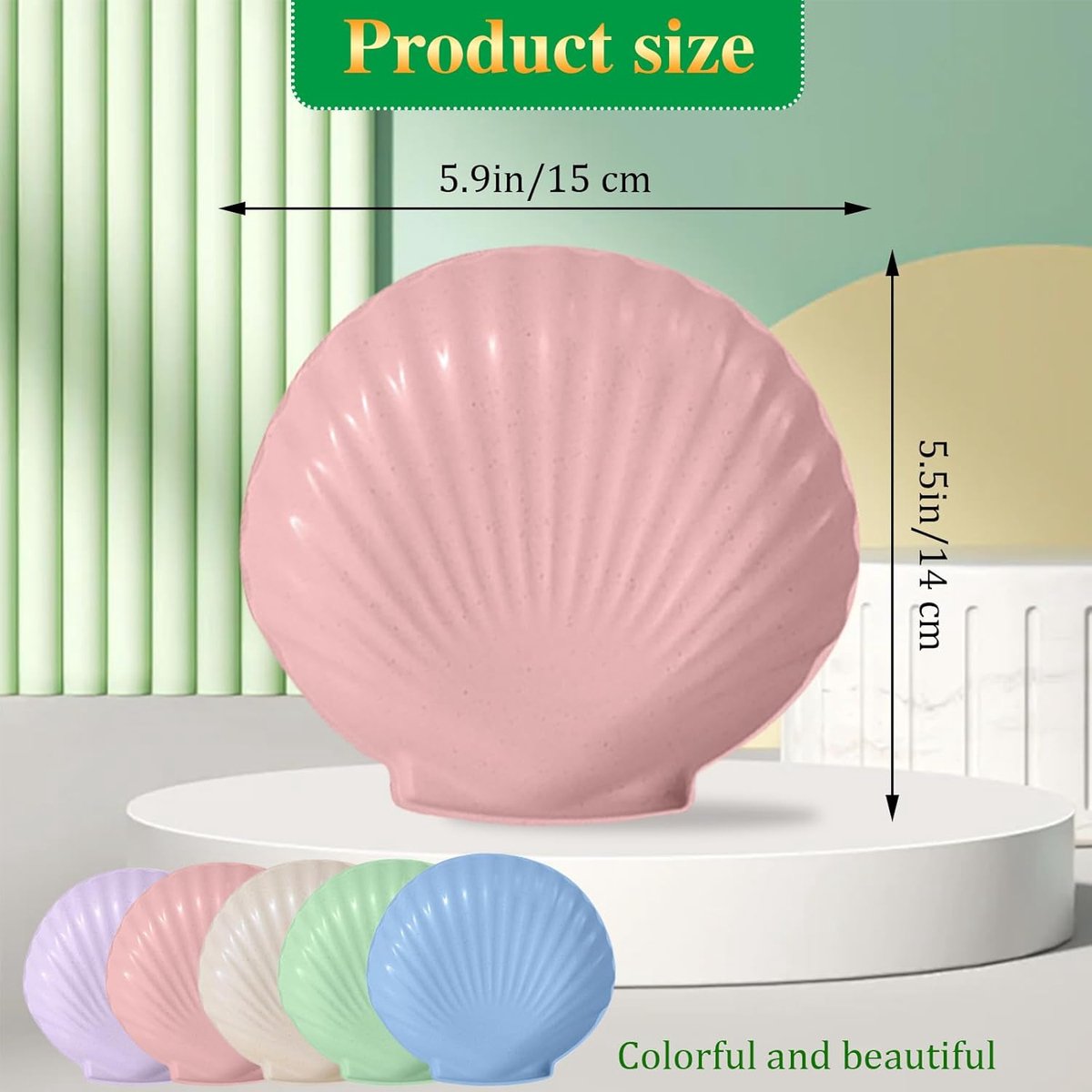 shell-shaped dessert plates - reusable 15 cm plastic plates - for appetizers, wedding cakes, and salads - ideal for travel, picnics, and parties (pink)