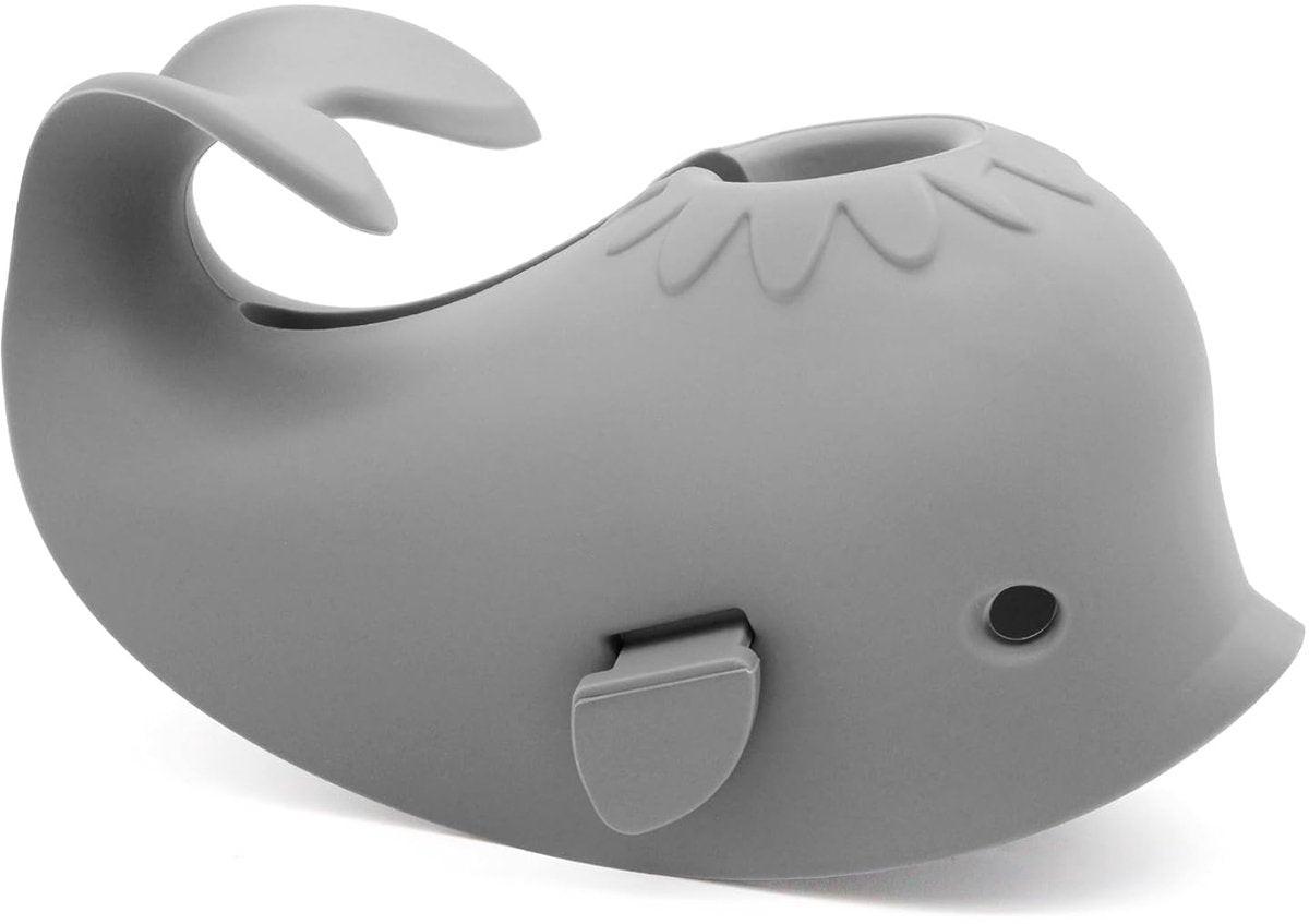 Baby Bath Faucet Cover - Soft silicone safety protector for children, toddlers and babies - Cute whale design, nice bath gift for children - gray.