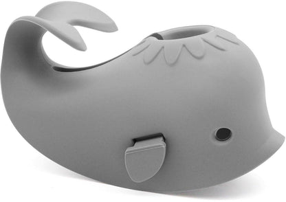 Baby Bath Faucet Cover - Soft silicone safety protector for children, toddlers and babies - Cute whale design, nice bath gift for children - gray.