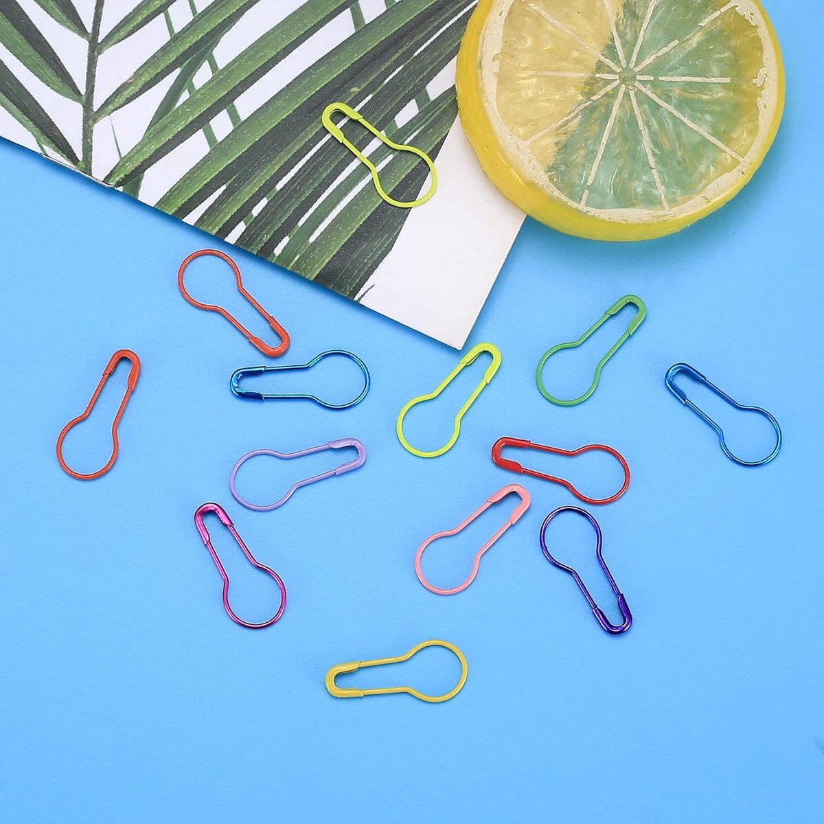 300 Pear-shaped safety pins - 10 colors available - Gourd-shaped metal pins - Pumpkin pins - Pear-shaped safety pins - Sewing markers - Line markers - Suitable for crochet, knitting, and DIY crafts