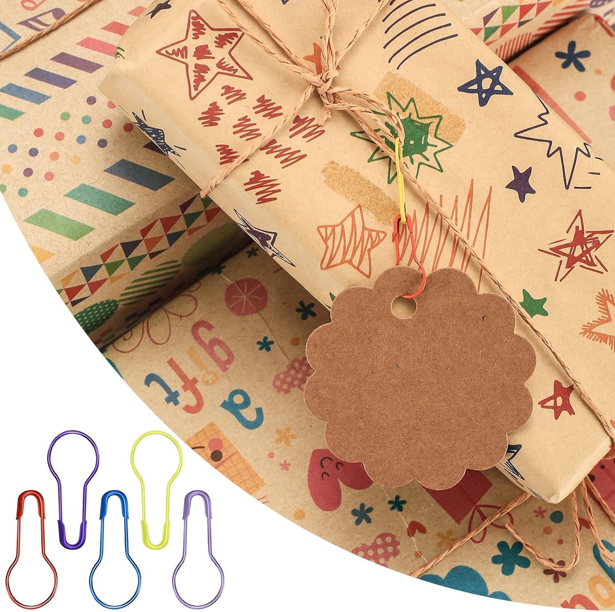 300 Pear-shaped safety pins - 10 colors available - Gourd-shaped metal pins - Pumpkin pins - Pear-shaped safety pins - Sewing markers - Line markers - Suitable for crochet, knitting, and DIY crafts
