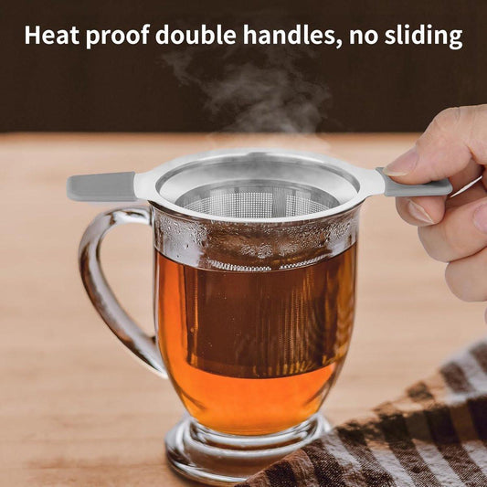 Tea infuser strainers - Stainless steel loose tea strainer with heat-resistant double handles - Extra fine mesh ball strainers - Diffuser holder filter for mugs.