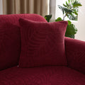 Waterproof cushion cover 45x45 - Set of 2 cushion covers - Wine red jacquard leaf pattern