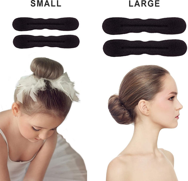Magic Foam Mushrooms 4-piece – Black, for hairstyles (2 small/2 large) Main Image