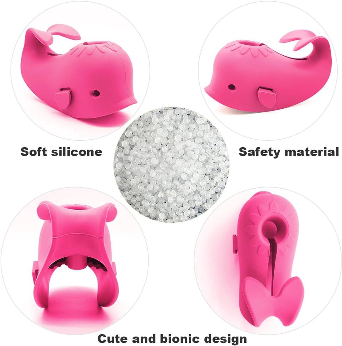 Baby Bath Faucet Cover - Soft silicone safety protector for children, toddlers and babies - Cute whale design, nice bath gift for children - red.