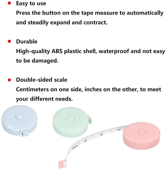 Measuring Tape - Mini Measuring Tape - Clothing Measuring Tape - 1.5 Meter Body Measurement - Soft and Flexible Ruler - For Tailors and Crafters (3 pieces).