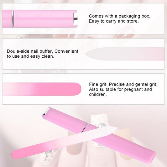 Glass Nail File Set 3-Piece – Double-Sided, with Case, Gift for Women