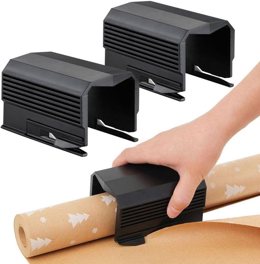 Wrapping Paper Cutter - Christmas Paper Roll Cutters - Paper Cutter Slider - Christmas Gift Wrapping Paper Cutting Supplies - for making birthday gifts (2 pieces black).