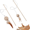 2 interactive cat tease sticks - cat stick toy set - cute paper balls and paper circles - attract your cat's attention