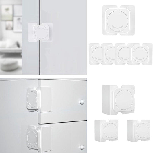 Child-safe cabinet locks - Child-safe locks for drawers and refrigerators - 3 easy-to-install units - 4 flush locks and 2 angled locks.