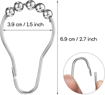 Shower curtain rings - 12 shower curtain rings - Stainless steel sliding hooks - 12 individual hooks - 69x39 mm