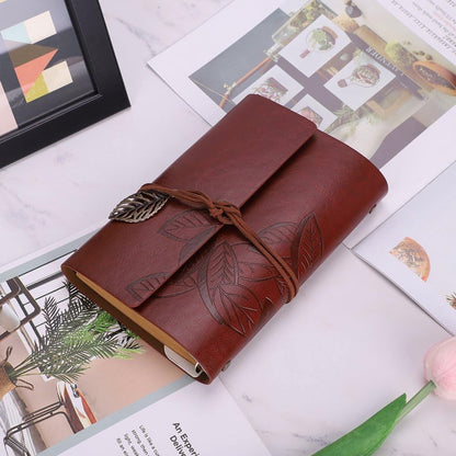 A6 Loose-Leaf Notebook 6 Holes - Synthetic PU Cover Retro - Unguided Paper 75 Sheets