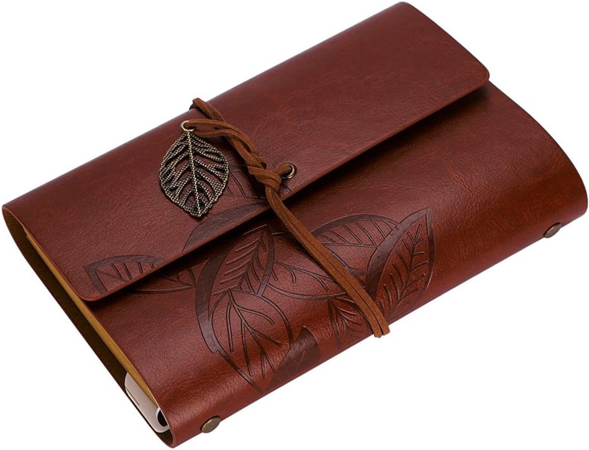 A6 Loose-Leaf Notebook 6 Holes - Synthetic PU Cover Retro - Unguided Paper 75 Sheets