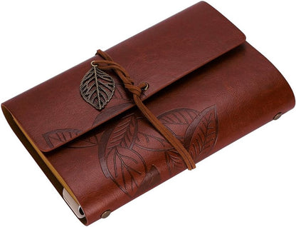 A6 Loose-Leaf Notebook 6 Holes - Synthetic PU Cover Retro - Unguided Paper 75 Sheets