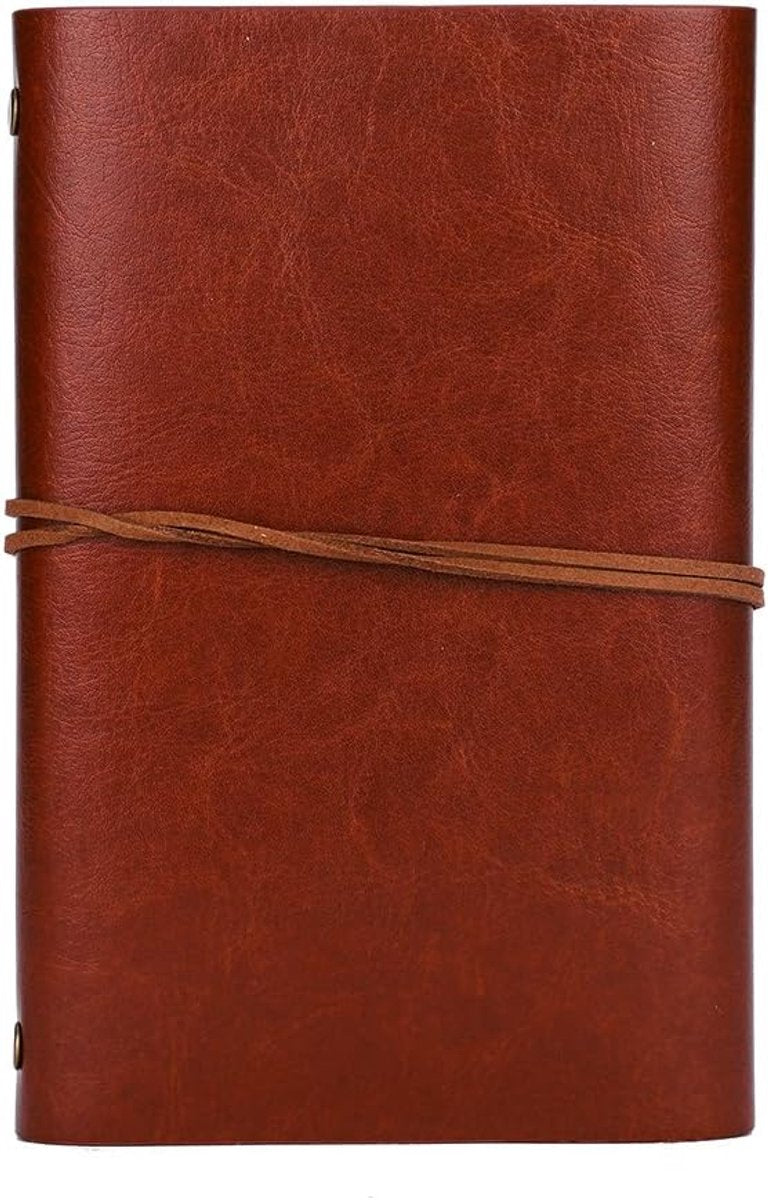 A6 Loose-Leaf Notebook 6 Holes - Synthetic PU Cover Retro - Unguided Paper 75 Sheets