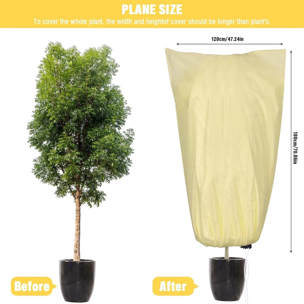Winter covers for outdoor plants 120x180 cm - 2-pack - Frost protection - Reusable - With drawstring