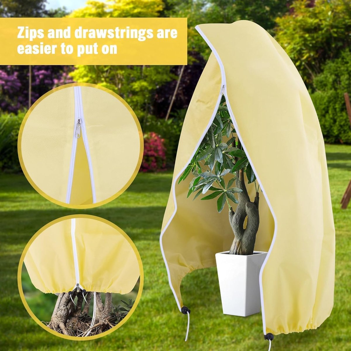 Winter covers for outdoor plants 120x180 cm - 2-pack - Frost protection - Reusable - With drawstring
