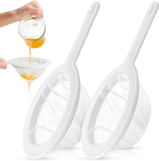 2 pieces 24 cm ultra-fine sieve - nylon juice strainer - yogurt strainer - plastic colander with handle - mini brine shrimp separator net for the kitchen (80/300 mesh)