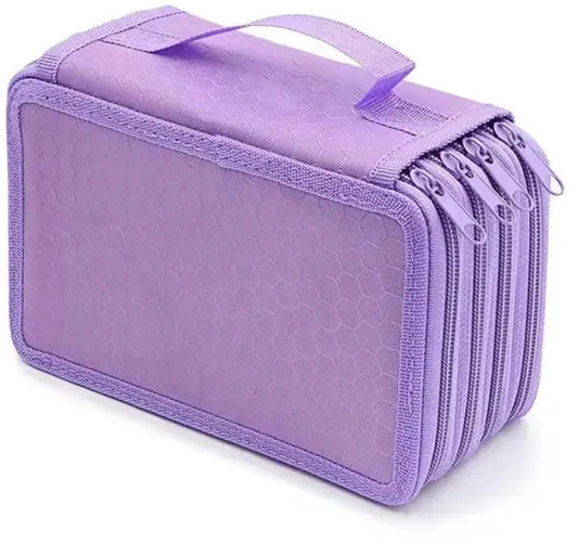 Pencil Case - Multifunctional pencil case with lid - 72 compartments, 4 layers, large capacity - Portable - Suitable for art and study - Durable pencil case with zipper - Purple.