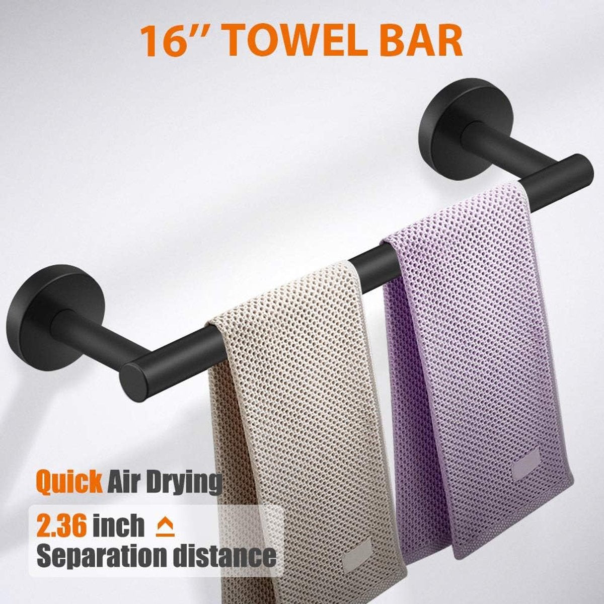 5-piece Towel Rail Set – 304 Stainless Steel, Black, Bathroom
