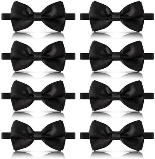 8 men's bow ties, pre-tied men's bow ties, adjustable satin bow tie for all ages