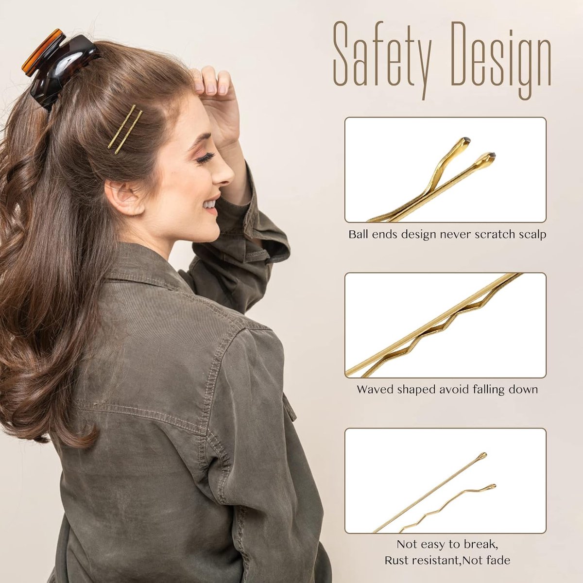 100 Pieces 2 Inch Gold Hairpins - With Clear Storage Box - For Hair Salons & Personal Use