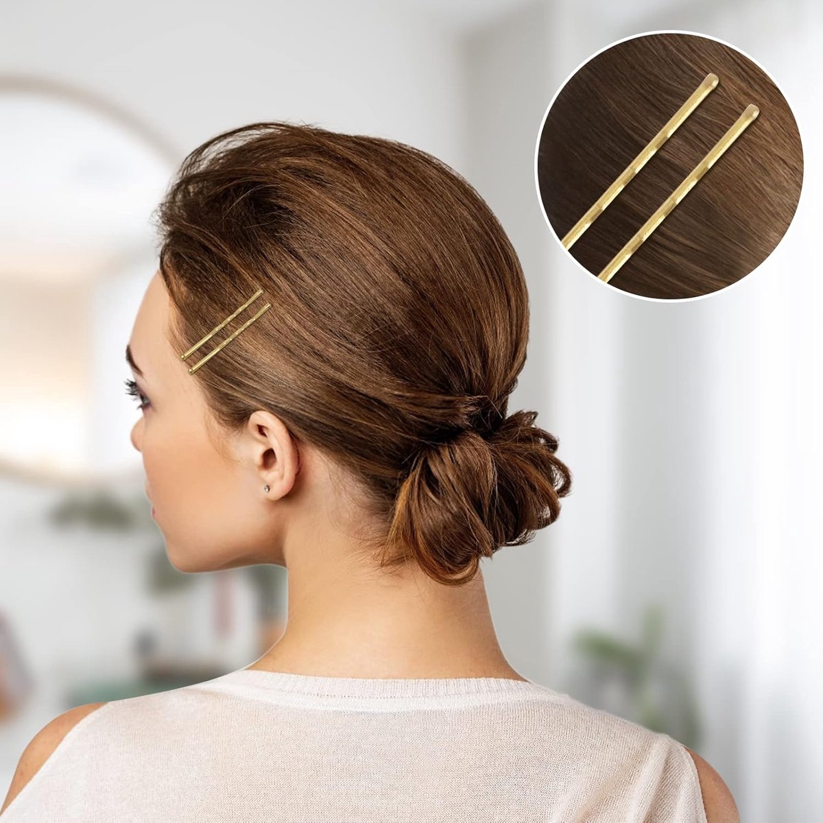 100 Pieces 2 Inch Gold Hairpins - With Clear Storage Box - For Hair Salons & Personal Use