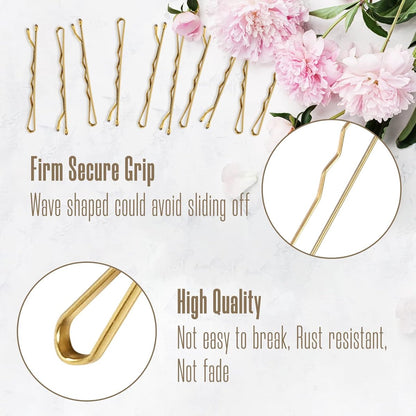 100 Pieces 2 Inch Gold Hairpins - With Clear Storage Box - For Hair Salons & Personal Use