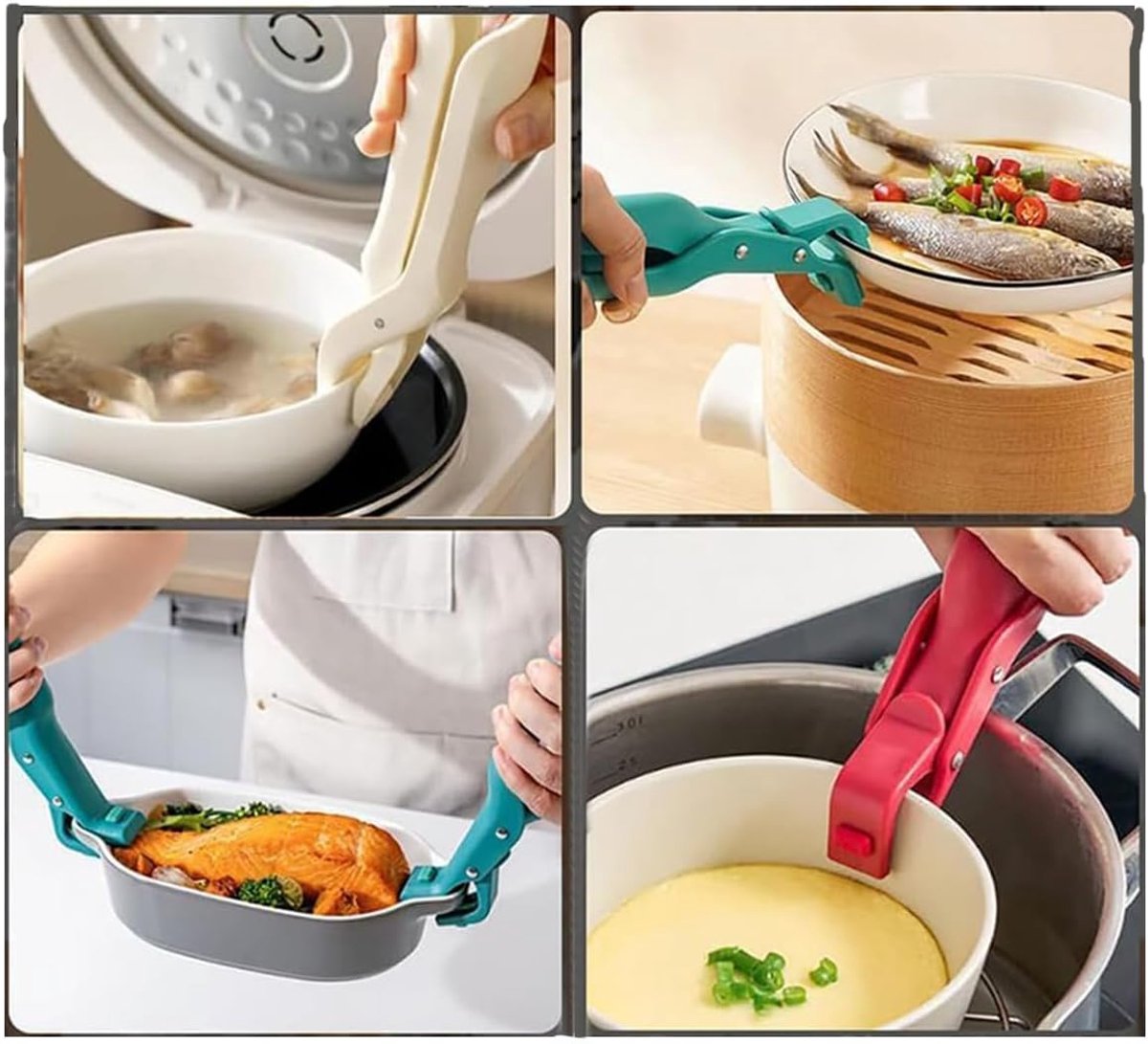 2-piece anti-burn clip for bowls - Kitchen use - Clip for hot dishes - Non-slip silicone clip for the kitchen - 2025 improved silicone clip