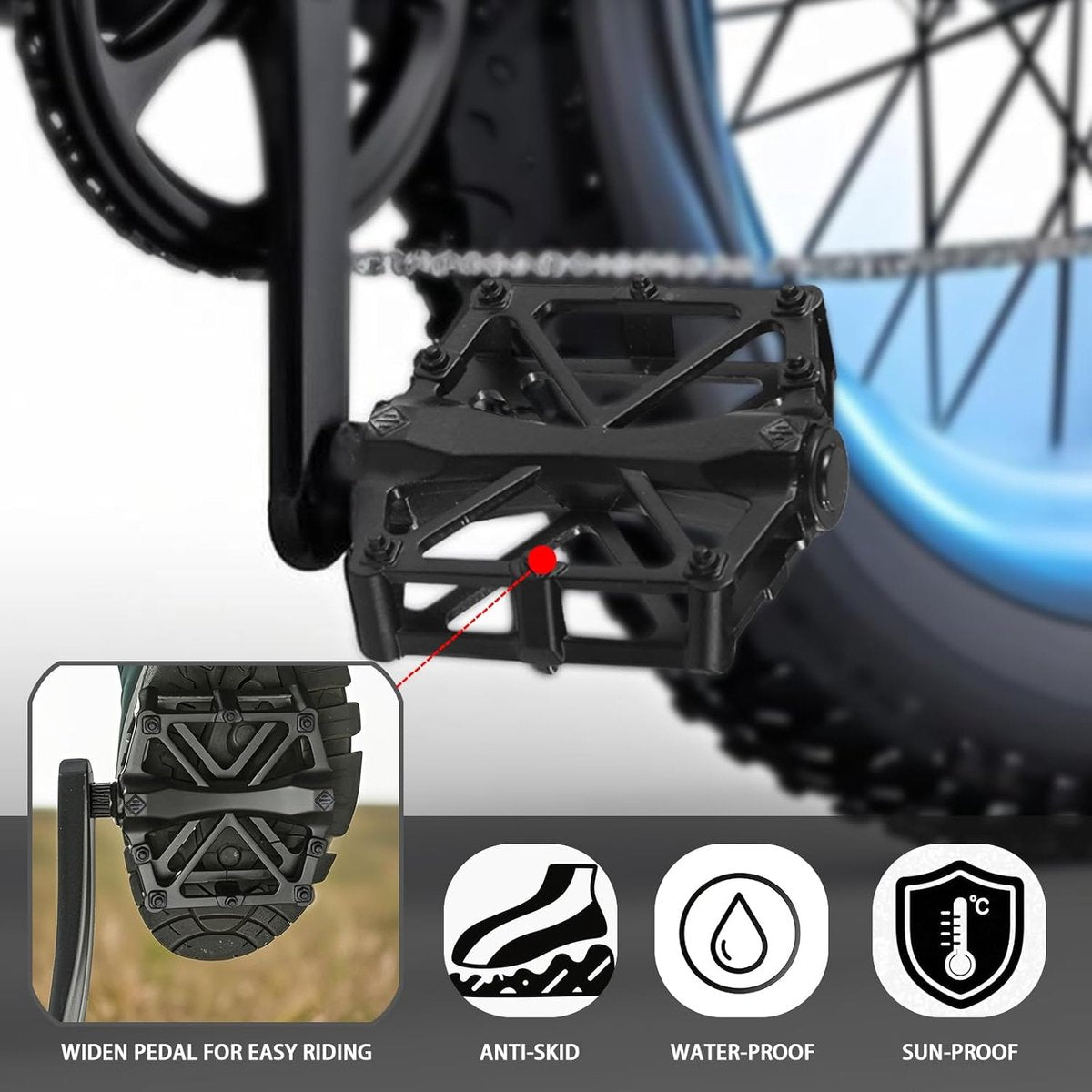 Foot pedals - 9/16 inch mountain bike foot pedals - with waterproof, sealed bearings - 2-pack